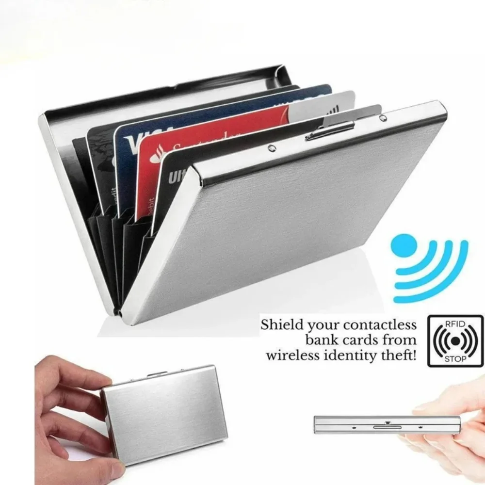 Nouveaux portefeuilles en métal en alliage d'aluminium RFID blocage porte-carte Anti-magnétique cartes de crédit d'affaires protecteur étui rigide pour hommes femmes