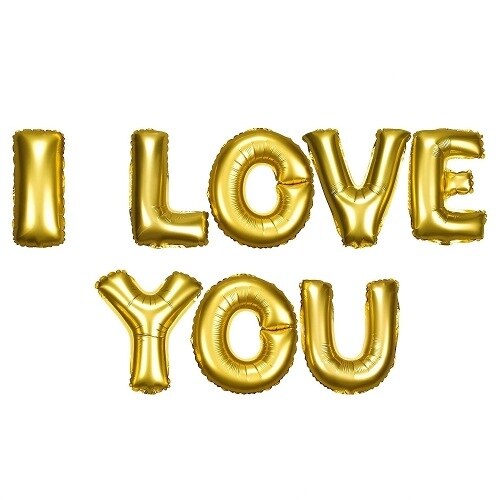 I Love You Letters Printed Gold Color Foil Balloon 16 422932444