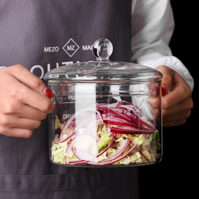 1.35/1.5l husholdnings varmebestandigt glas suppe grød pot mikroovn ild opvarmning gennemsigtig glasskål køkken madlavningsredskaber