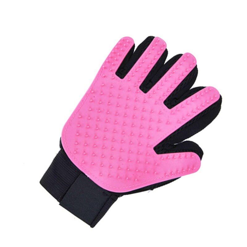 Weiche Silikon Hund Katze Haustier pinsel Handschuh Katze reinigung Sanfte Effiziente Katze Pflege Handschuh Hund Schlecht Liefert Haustier Handschuh kämme: links Hand / Rosa