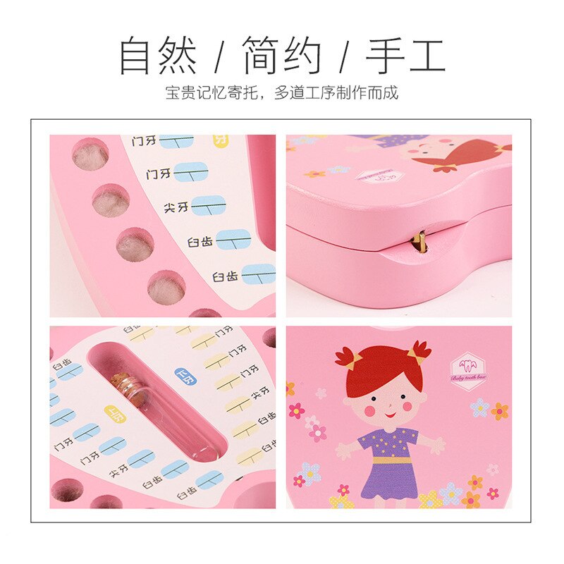 Children GIRL'S Boy Teeth Collection Box Wooden Baby Changing Deciduous Teeth Memorial Box