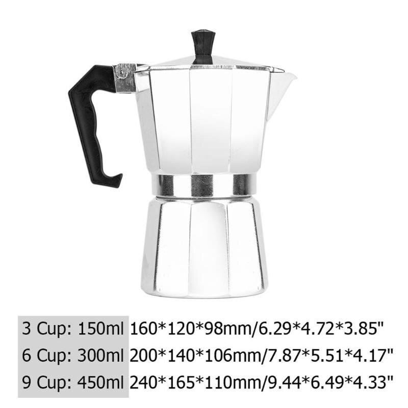 3/6/9 kupillista kahvia mokkapannu kahvinkeitin alumiininen teekannu cafetiere kahviteen perkolaattori suodatinpuristin mäntä