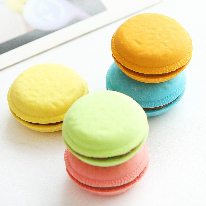 4 pak = 20 stks Kawaii Korea briefpapier heerlijk dessert Macaron Cake gustless verse Gum schoolbenodigdheden