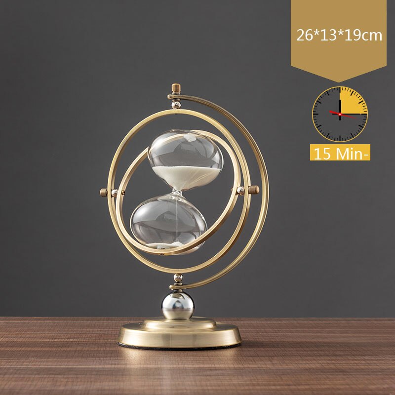 Metal timeglas ur hjem dekoration roterende globus timeglas ornament kontor stue shop borddekorationer kunst: 4