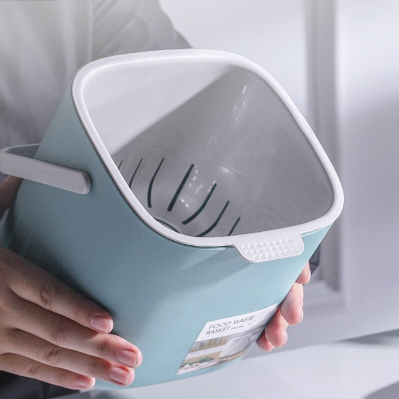 Tragbare 2 Ebene Kunststoff Küche Abfall Mülleimer mit Griff Kompost Abtropffläche Müll Behälter Müll Container Organizer