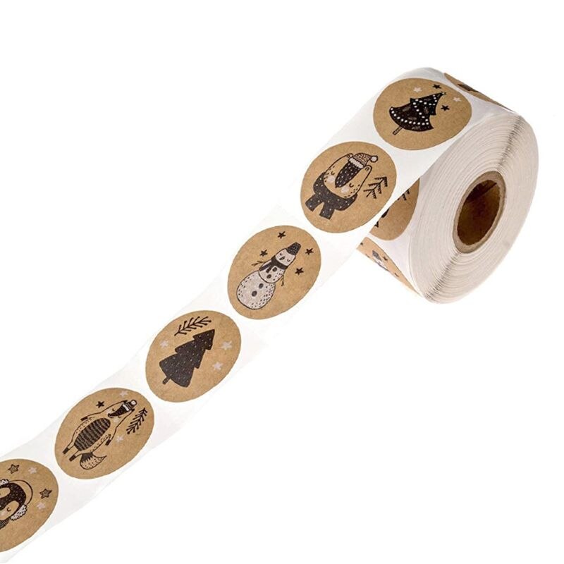 500pcs/roll Christmas Stickers Tree Snowman Animals Decorative for Scrapbooking