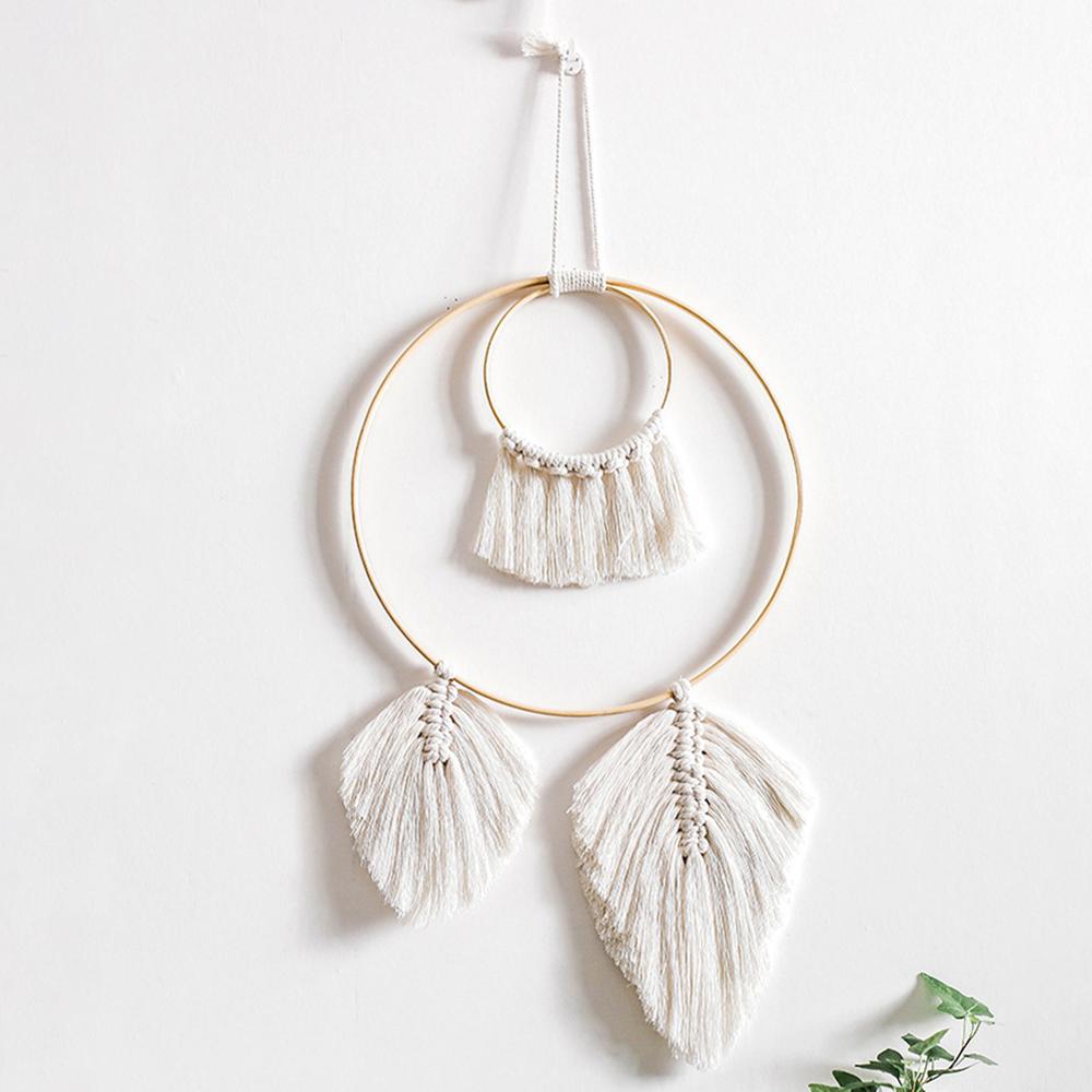 Moon dreamcatcher macrame bomull vävt bohemiskt vägghängande gobelängsmycke för flicka sovrum vardagsrumsdekoration: G