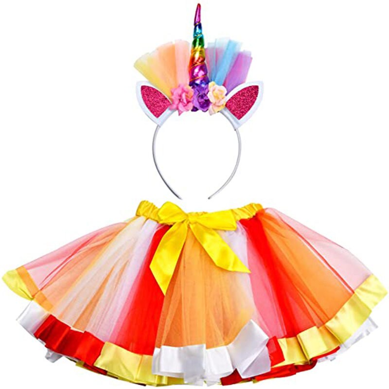Jupe arc-en-ciel pour filles de 2 à 8 ans, jupes de fête colorées, en Tulle pelucheux multicolore pour enfants: Style 3