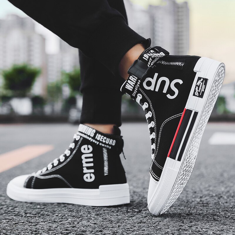 Heren hoge enkel canvas schoenen, skateboardschoenen, sneakers, witte sneaker, maat 39-44