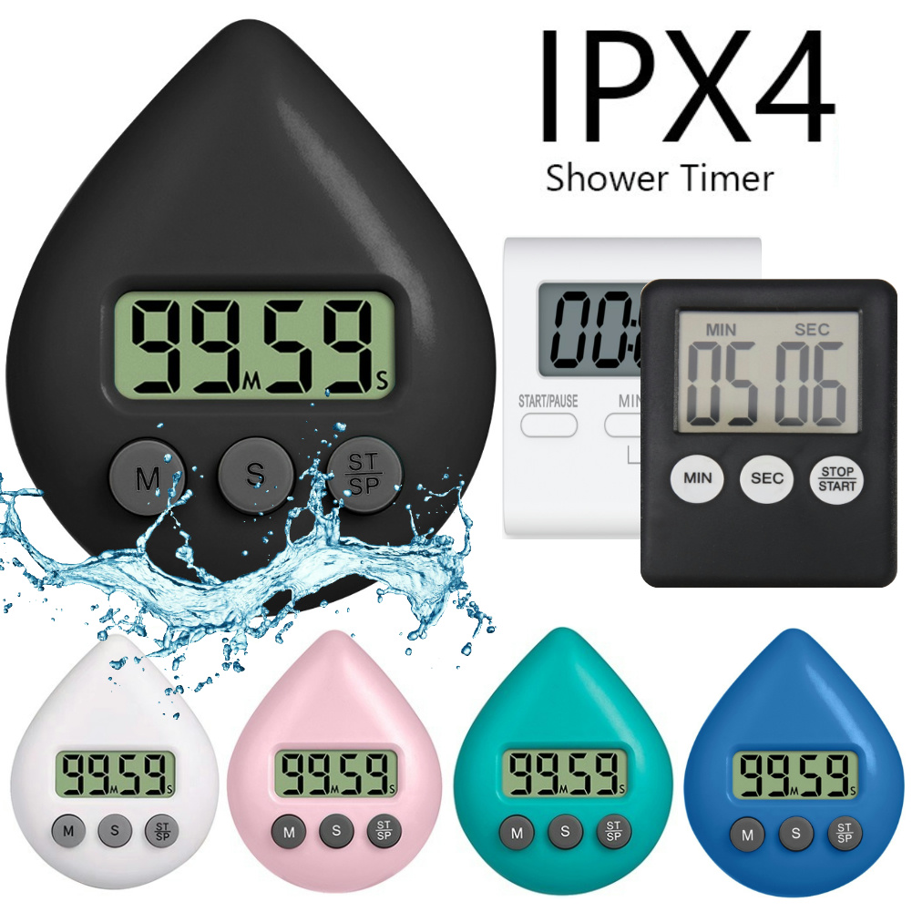 Minuterie de douche étanche avec support magnétique, compte à rebours, horloge de cuisine, HOTimer