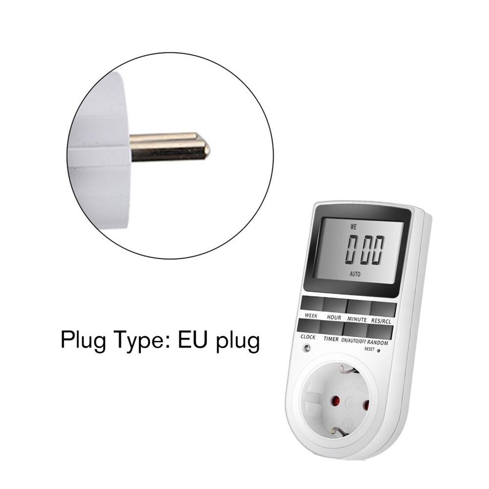 Electronic Digital Timer Switch EU US AU UK Plug Kitchen Timer Outlet 230V 50HZ 7 Day 12/24 Hour Programmable Timing Socket