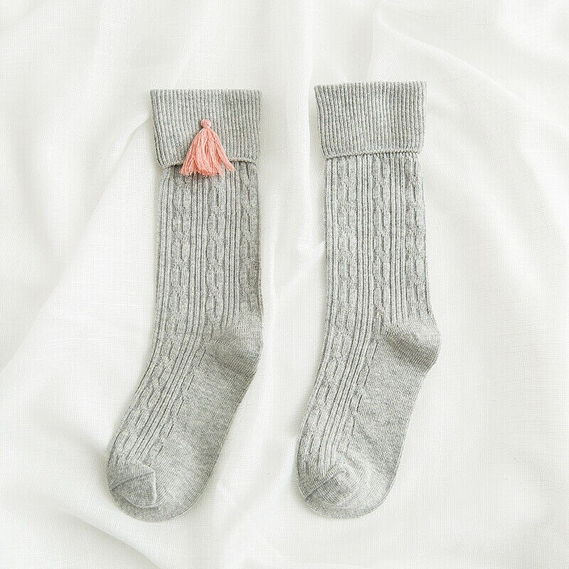 Baby Peuter Meisjes Katoen Knie Hoge Sokken Panty Been Warmer Kousen Voor 1-8Y Modieuze Lange Sokken: Grijs / 9m