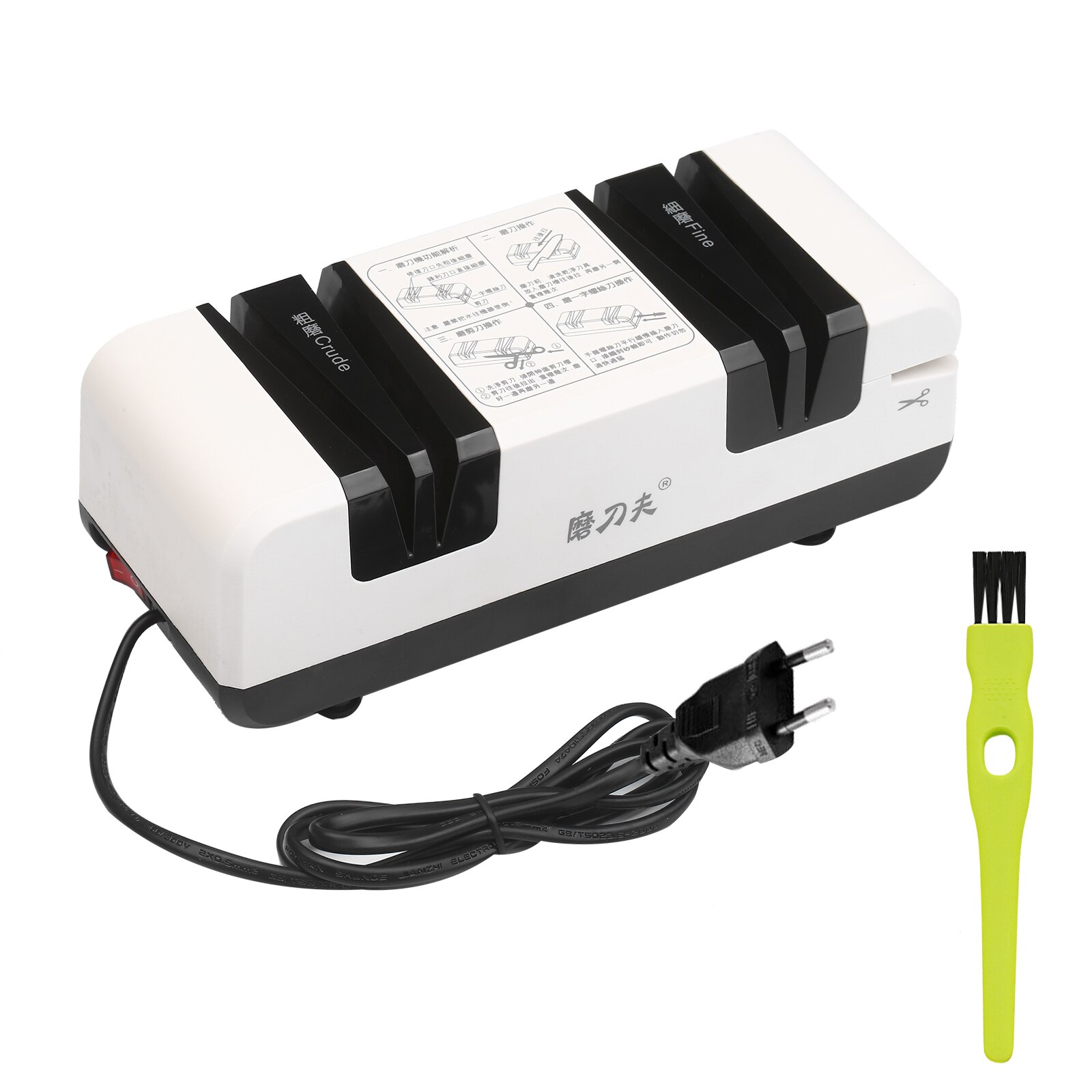 Electric Knife Sharpener Multifunctional Automatic Cut Sharpeners with 15-Degree Bevel Crude and Fine Grooves: White set 1 EU