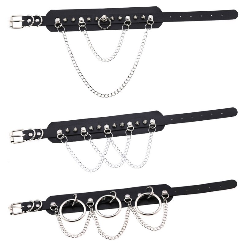 Gothic Punk Ketting Harajuku Multi Kleur Hart Met Lock Hanger Pu Lederen Choker Kraag Ketting Voor Vrouwen Meisjes Sieraden