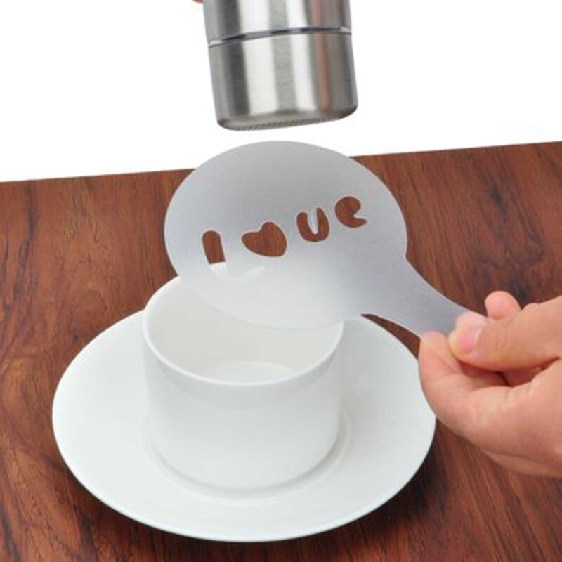 Plantillas de café con pulverizador de espuma, plantilla para decorar café, pastel, dibujo de café, molde de capuchino, herramientas de tamiz en polvo, 16 Uds.