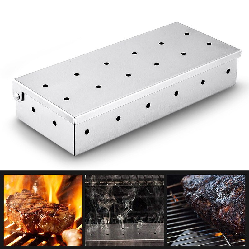 BBQ Grill Accessories Stainless Steel Cold Smoke Generator Barbecue Smoker Box Wood Chips Smoking Box For Bacon Meat Fish