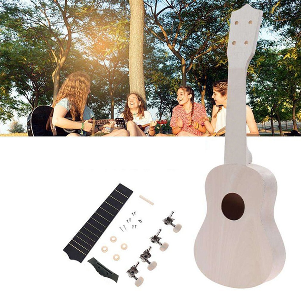 Złożyć 21 Cal ukulele Diy dziecięca mała gitara zestaw okrągłych trwałe i praktyczne drewniane mała gitara