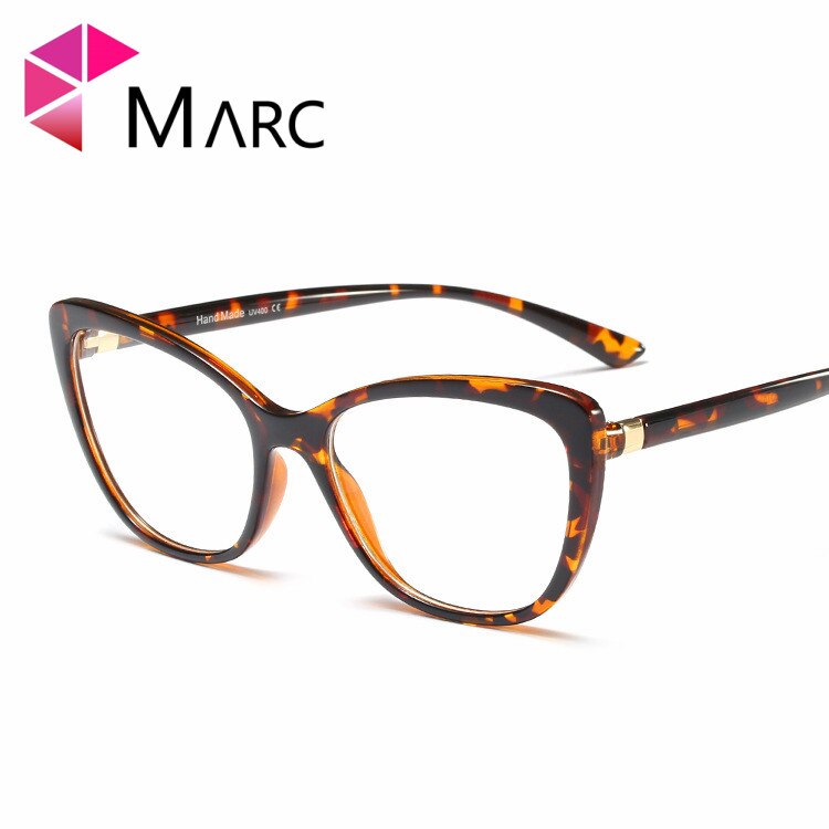 MARC Frame Eyeglass Clear lens Women Cat eye Square Glasses Resin Transparent Eyewear Personality Purple 95185 1: C5