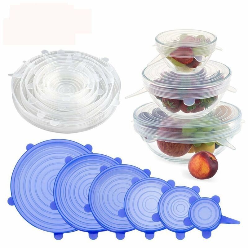 Couvercle universel en Silicone | Ensemble de 6 pièces/ensemble, couvercles extensibles réutilisables, bol d'emballage en silicone, couvercle de pot couvercle en Silicone, casserole de cuisine