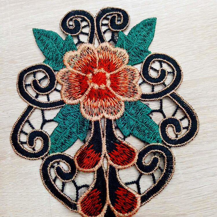 Parches de flores para ropa, accesorios para prendas de vestir, bordados a la , de tela de encaje, simetría soluble en agua color,