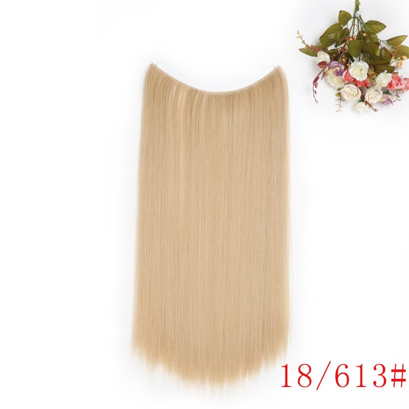 MERISI HAIR 24" Invisible Wire No Clips In Hair Extensions Secret Fish Line Hairpieces Synthetic Wavy Hair Extensions: Z18613