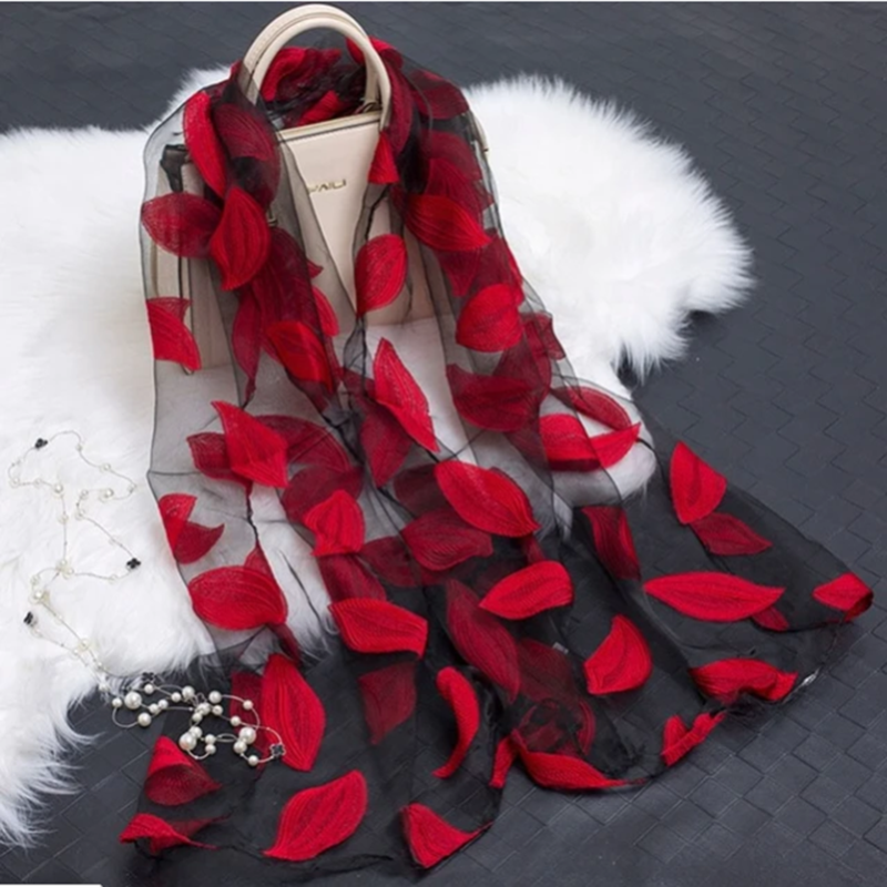 YLWHJJ-bufanda de seda ligera para mujer, chales de encaje de gasa de organza, para playa, , Verano