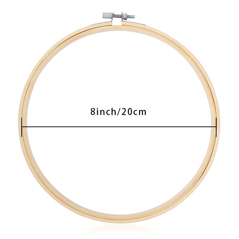 10 Pieces 8 Inch Embroidery Hoops Round Adjustable Bamboo Circle Cross Stitch Hoop Ring Bulk for Art Craft Handy Sewing