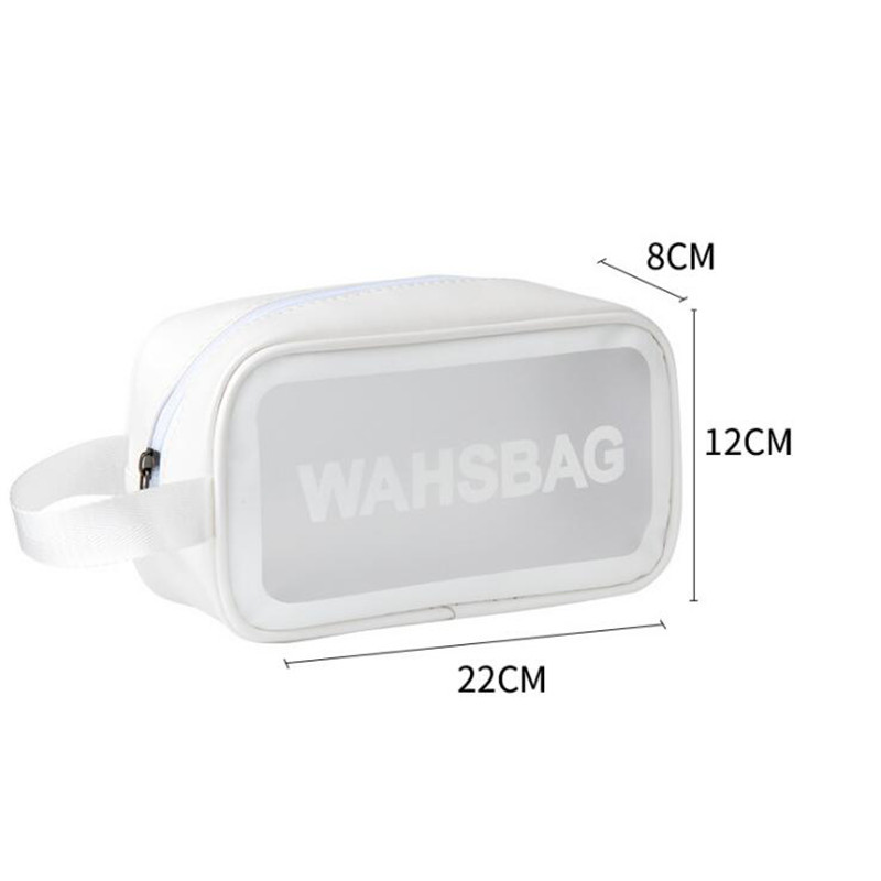 Borsa da viaggio per donna PU borsa da toilette organizza borsa cosmetica in PVC impermeabile borsa per trucco trasparente portatile borsa per lavaggio femminile: S 22x13cm