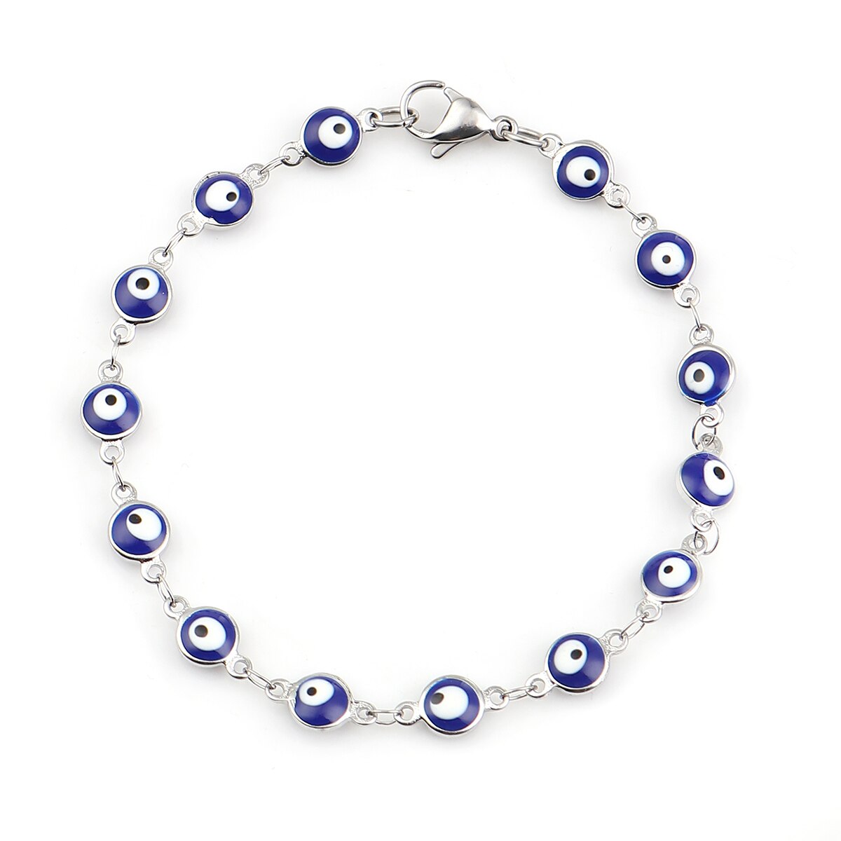 Bonito 304 pulseiras de aço inoxidável para mulheres olho turco multicolorido mal olho pulseiras esmalte jóias presentes cinta, 1 peça: Blue Enamel