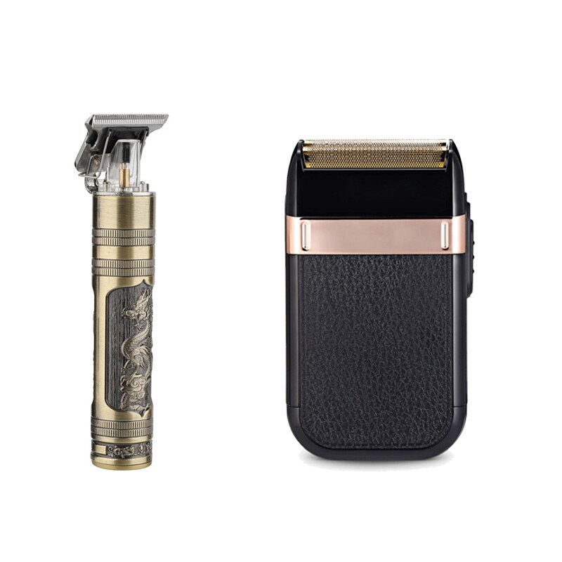 Barber Hair Clipper Rechargeable Electric T-Outliner Finish Cutting Machine Beard Trimmer Shaver Cordless USB: set 3