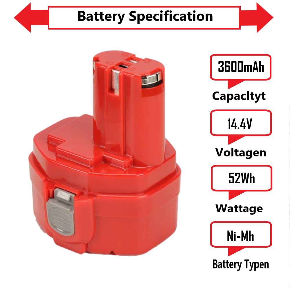 PA14 14.4V 3600mAh Ni-Mh Battery for MAKITA 14.4V Battery 1422,1420,1433, 1434, 1435, 6281D,6280D 6237D 6337D 8281D 6228D 6233D