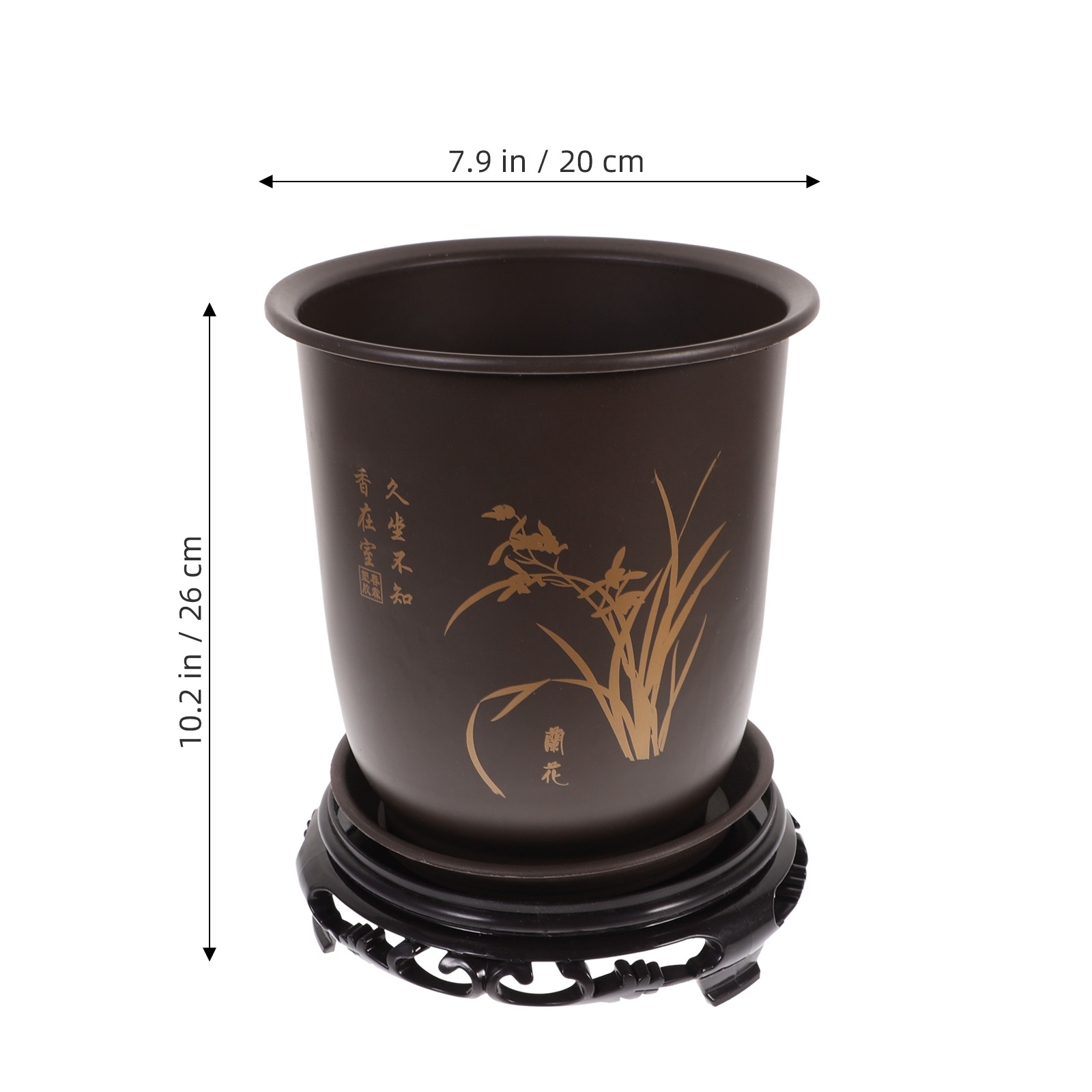 Pot de fleurs en plastique arrondi avec base, conteneur de plantes de jardinage, support de plantation d'orchidées