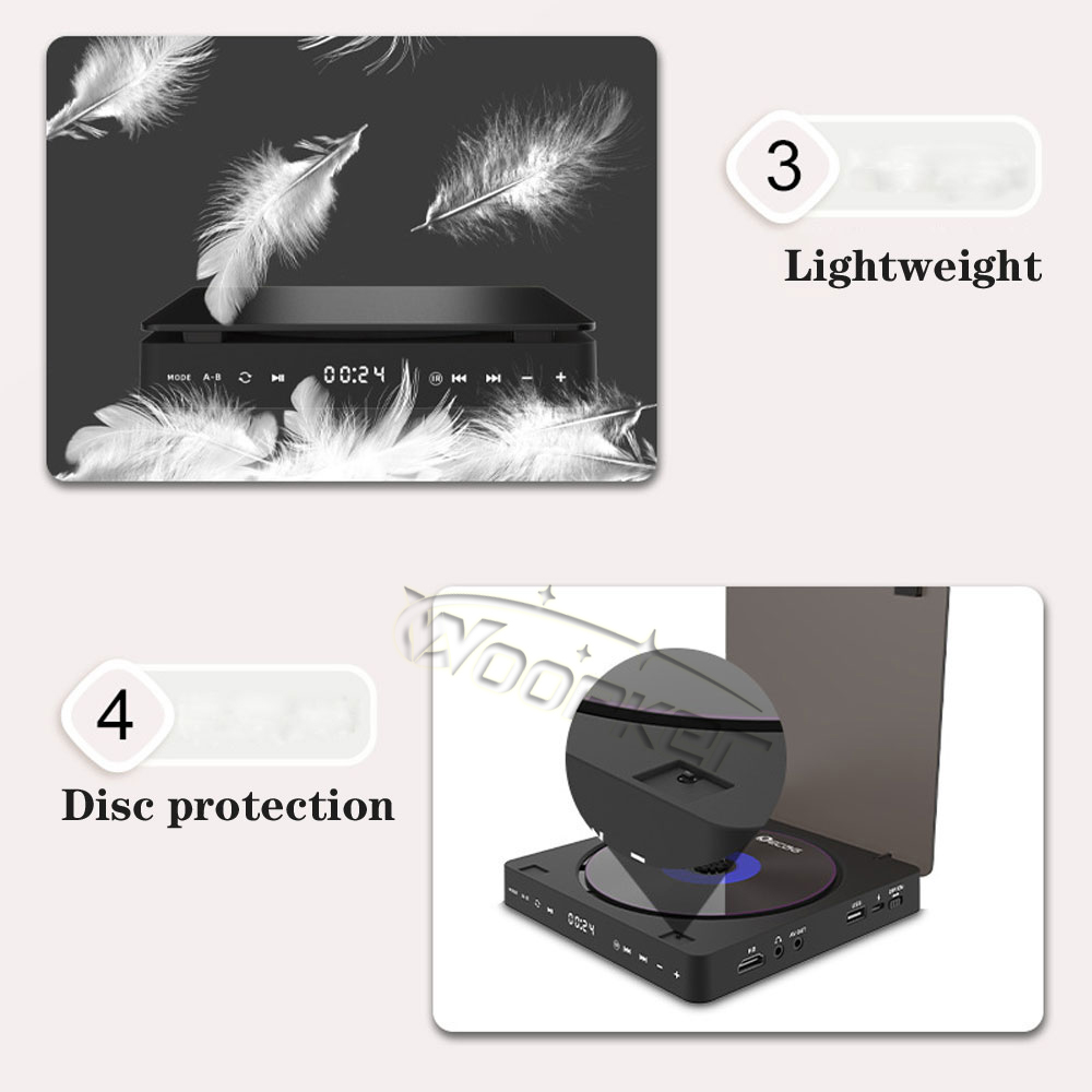 Woopker DVD Player HD Player HDMI AV Connection With USB input Headphone Output touch LED Screen HD 1080P Type-C 5V / 2A