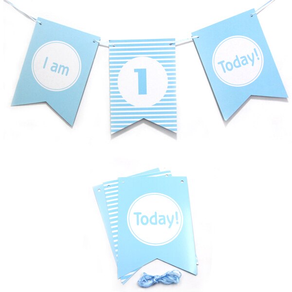 1Set "Ik Ben 1 Vandaag" Roze/Blauw Papier Banner Garland Baby Jongen Meisje Voor Mijn Eerste baby Douche Een Jaar Verjaardagsfeestje Decoratie: Blue