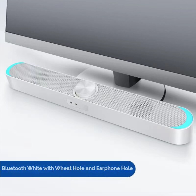 Sound Box Mini USB Powered Computer Wireless Bluetooth Speakers Desktop PC Laptop Notebook Sound Bar Stereo Subwoofer with Mic: White Bluetooth