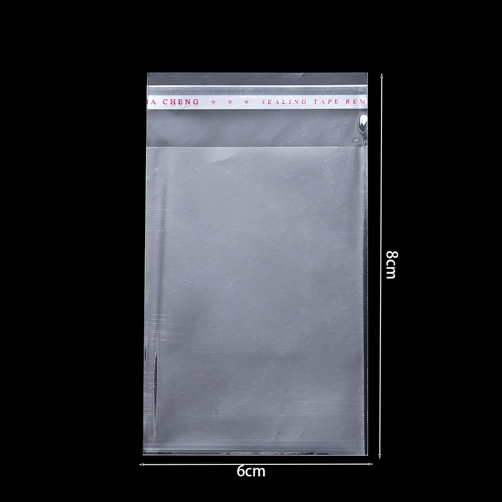 100 stks/partij Transparante Zelfklevende Seal Zakken OPP Plastic Cellofaan Zakken Tas & Pouch Sieraden Verpakking Zakken: Rood