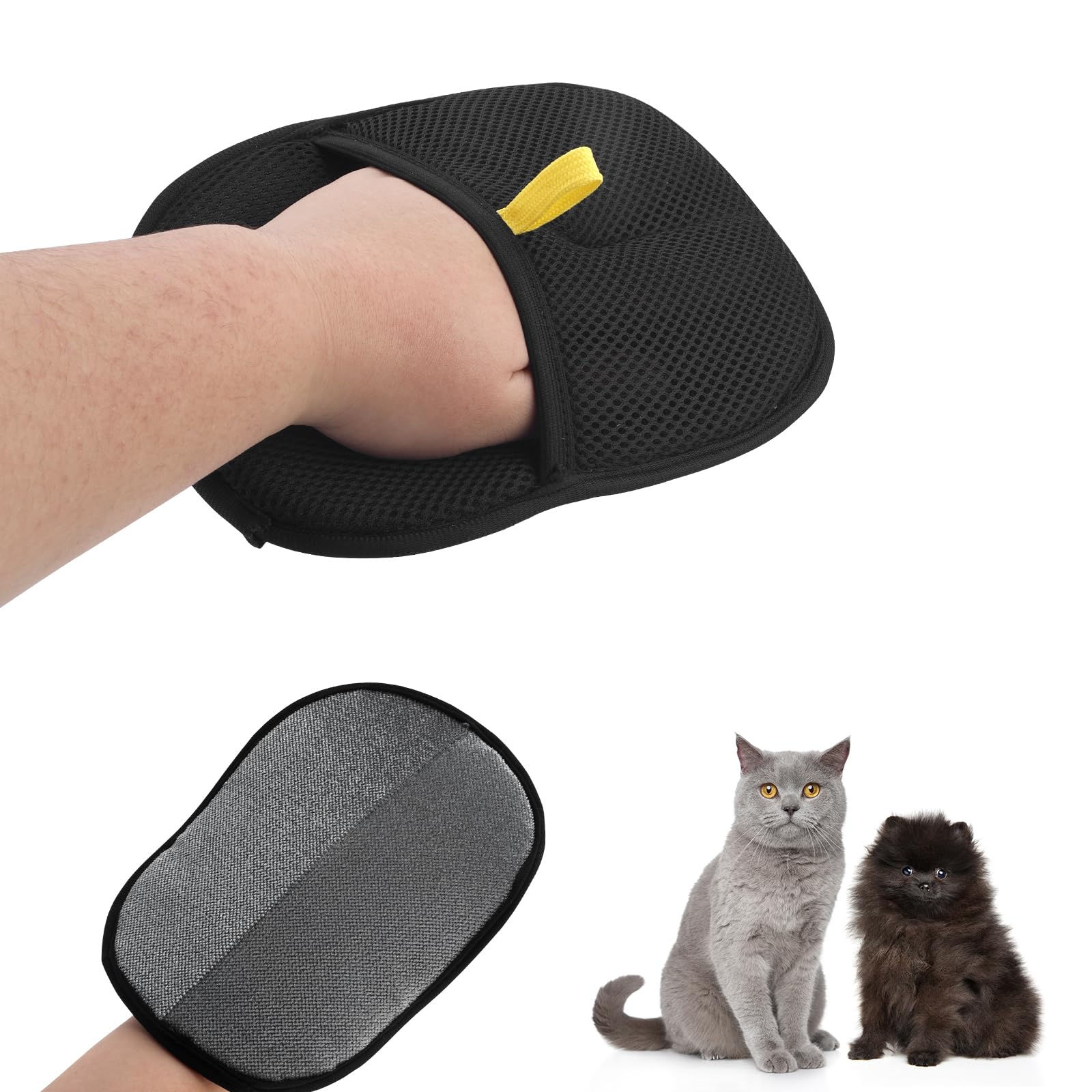 Herramienta de depilación para mascotas, guantes de eliminación estática reutilizables, guantes de aseo de doble cara para mascotas, elimina el pelo de la piel de las mascotas para alfombras
