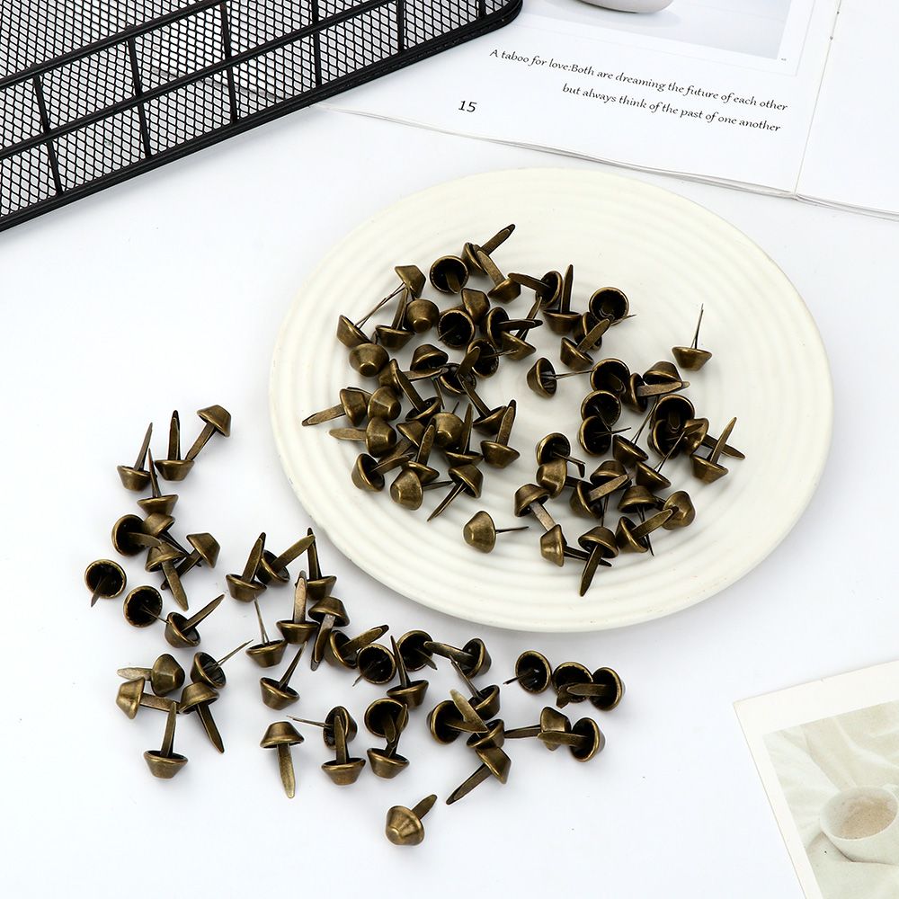100pcs 12mm Retro Metal Feet Purse Handbag Decorative Rivets Leather Crafts Studs Pierced Bag Accessories DIY Punk Jewelry Rivet