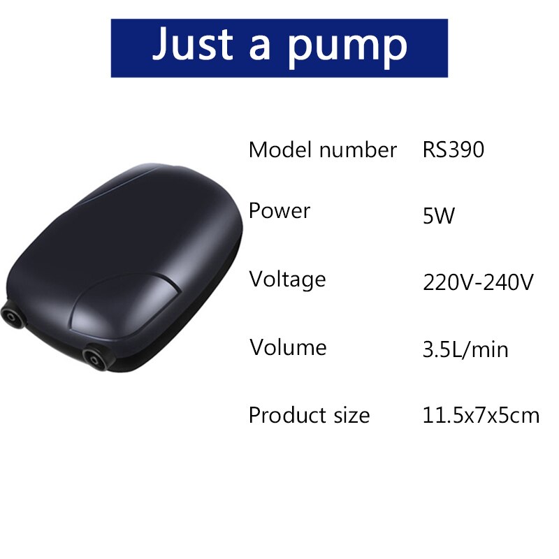 Ultra Stille Aquarium Luchtpomp Enkele & Dubbele Outlet 3W/5W Aquarium Luchtpomp Compressor Zuurstof 220 ~ 240V Luchtpomp: RS390 just a pump