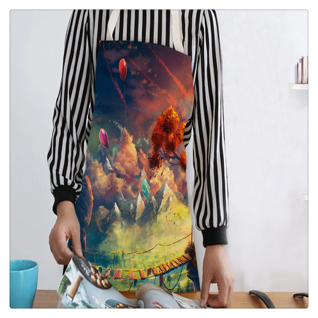 Delantal de cocina de bosque para hombre y mujer, delantales de lino y algodón sin mangas con estampado de árbol de fantasía, Herramientas de limpieza para el hogar