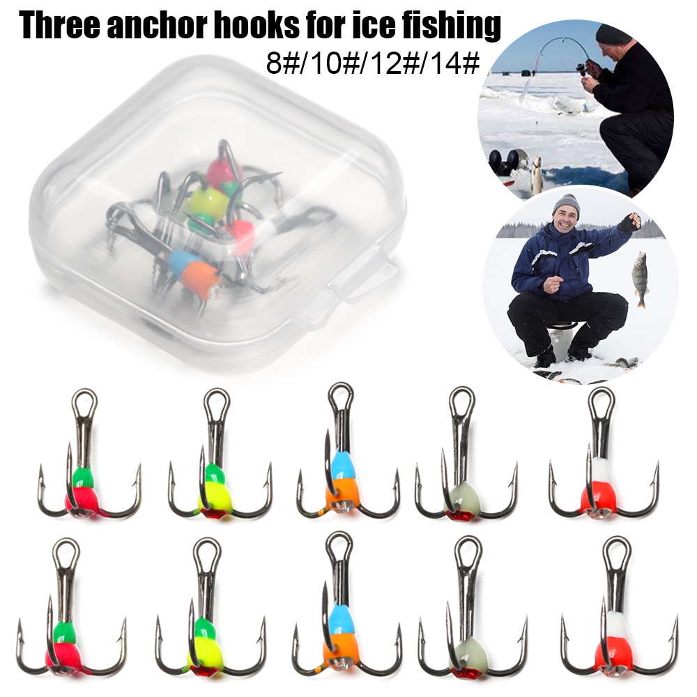 5 stk vinternye isfiskekroker 8# 10# 12# 14#  fiskekroker isfiske trekjeft krok redskapskroker av høy karbonstål