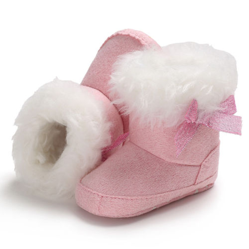 Toddler Baby Girl Boots Winter Warm Crib Shoe Warm Cotton Slip-on Soft Mocassin Shoes Baby Girls 0-18M