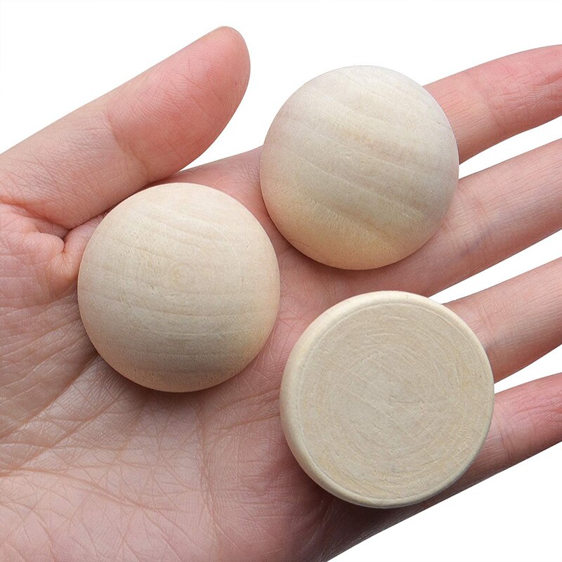 1-50 Uds. Cuentas de media madera naturales, bolas de madera redondas divididas sin terminar para pintura artesanal, arte para niños, hacer narices de Gnomo, decoración navideña