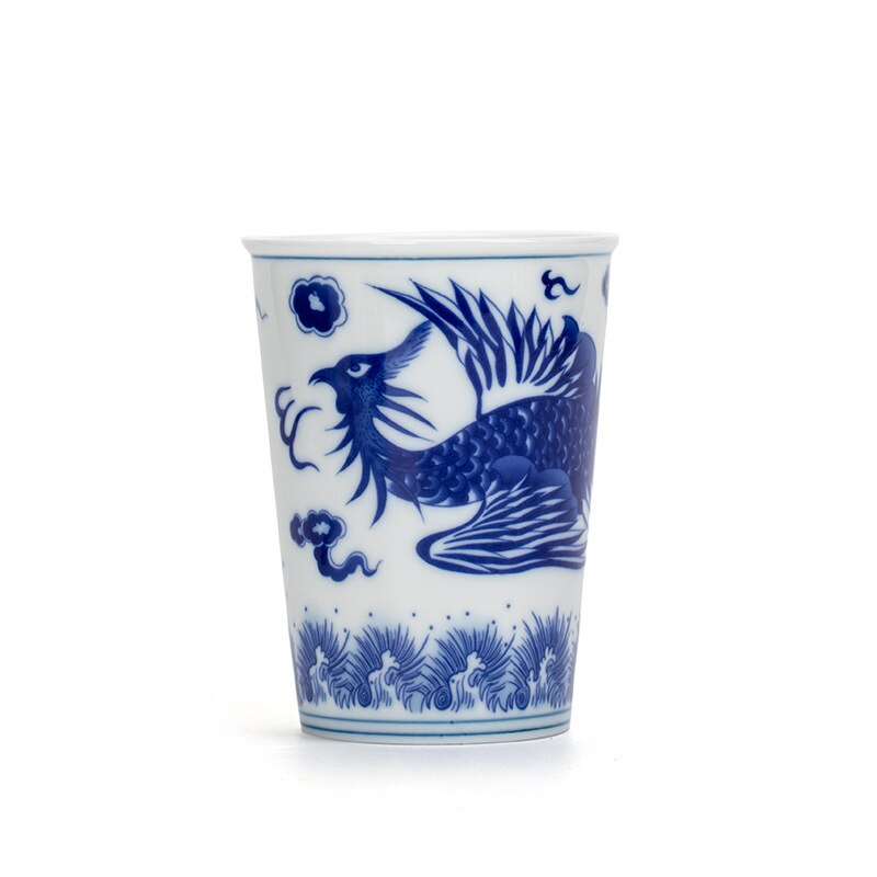 260ml Dragon Tea Cup Big Ceramic Antique White And Blue Coffee Mugs Beautiful Teacup Phoenix Teaware A Cup Of Tea Coffee Mugs: Phoenix teacup