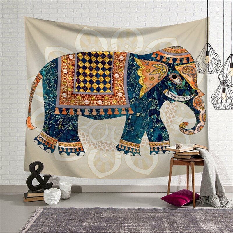 Bohemian Elephant Tapestry Indian Wall Hanging Print Bedspread Throw Home Decor: E