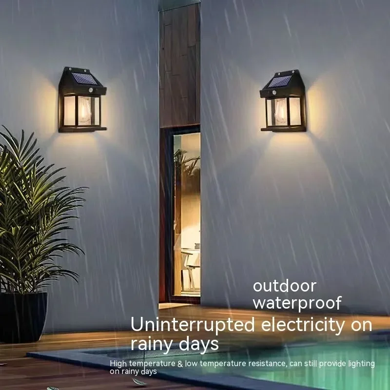 Solar Induction Wall Lamp Outdoor Garden Lights 3 Modes Motion Sensor Automatic LED Night Lights Outdoor Decor Lantern Lighting