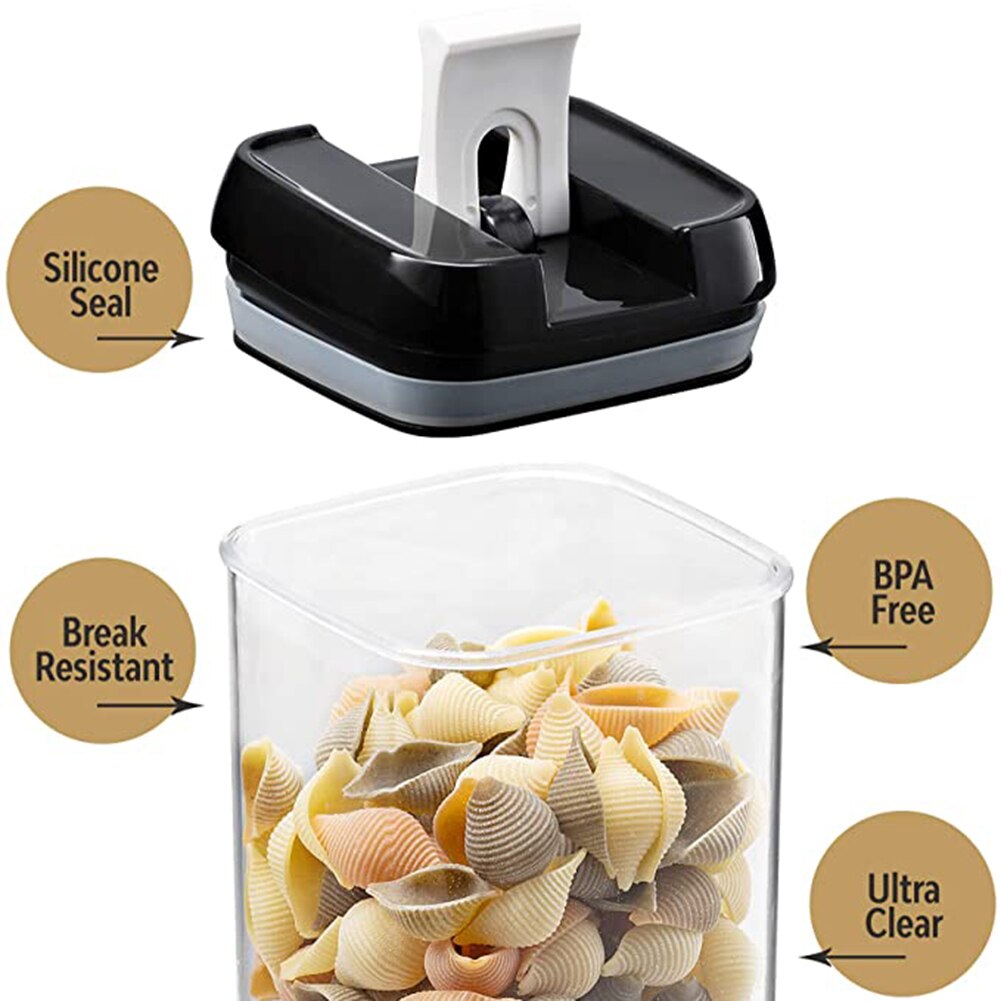 7Pcs/Set Transparent Square Airtight Food Storage Containers Kitchen Bulk Pantry Organization Sealed Jars with Lid Refrigerator