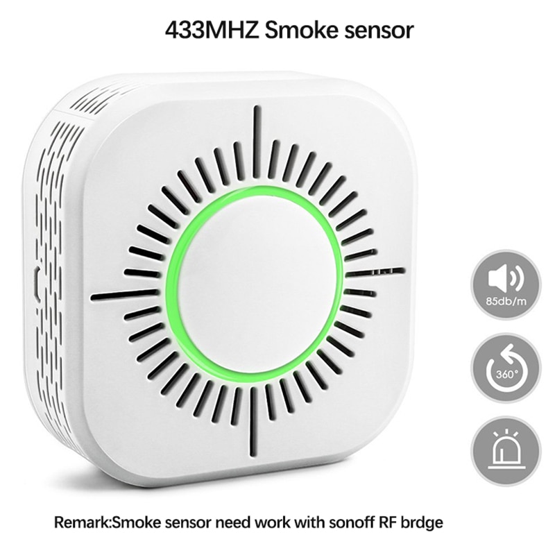 Trådløs røykvarsler kompatibel med sonoff rf bro til smart hjemmealarmsikkerhet 433 mhz følsom superlang vent litt-levetid