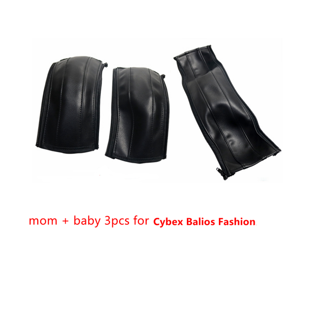 Housses de poignée en cuir pour bébé, adaptées à Cybex Balios, accessoires de poussette , housse d&#39;accoudoir: mombaby 3pcs black