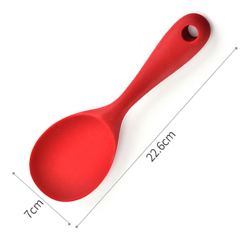 Silicone Spoon Anti-scalding Translucent Colorful Rice Scoop Heat Resistant Non-stick Rice Cooker Tableware Kitchen Cooking Tool: B-Red